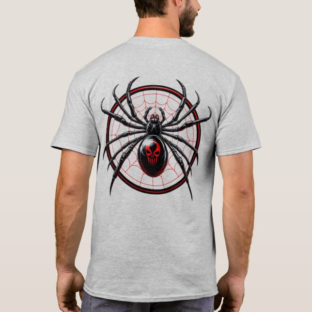 US Spyder Ryders - Black Widow Round Web Back T-Shirt (Back)