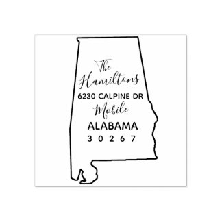 US State Alabama Outline Return Address Rubber Stamp
