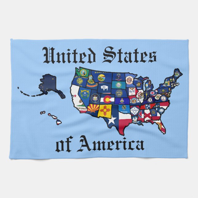 US State Flags Map Kitchen Towel (Horizontal)