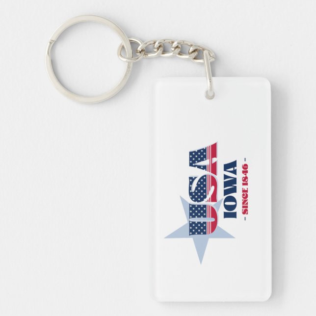 US State Iowa Monogram Acrylic Keychain (Front)