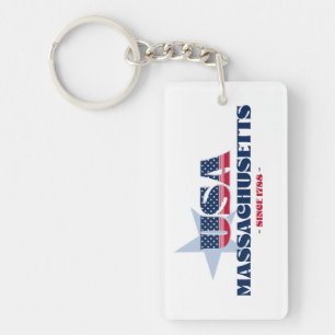 US State Massachusetts Monogram Acrylic Keychain