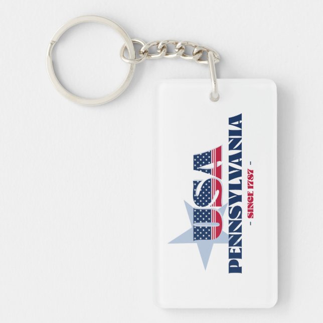 US State Pennsylvania Monogram Acrylic Keychain (Front)