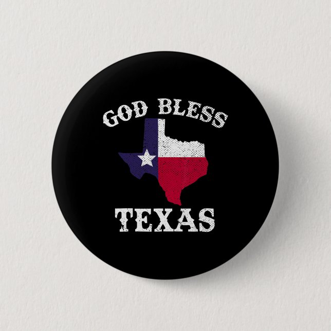 Us State Texas Flag Texan God Bless Texas  2 Inch Round Button (Front)