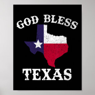 Us State Texas Flag Texan God Bless Texas Poster
