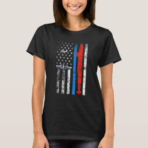 US Submarine Silent Service Veteran American Flag  T-Shirt