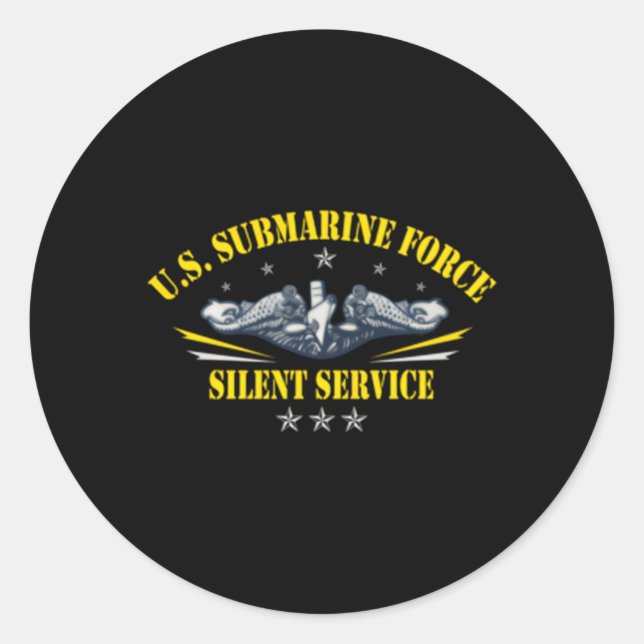 Us Submarines Forces Silent Service Patriotic Vete Classic Round Sticker (Front)