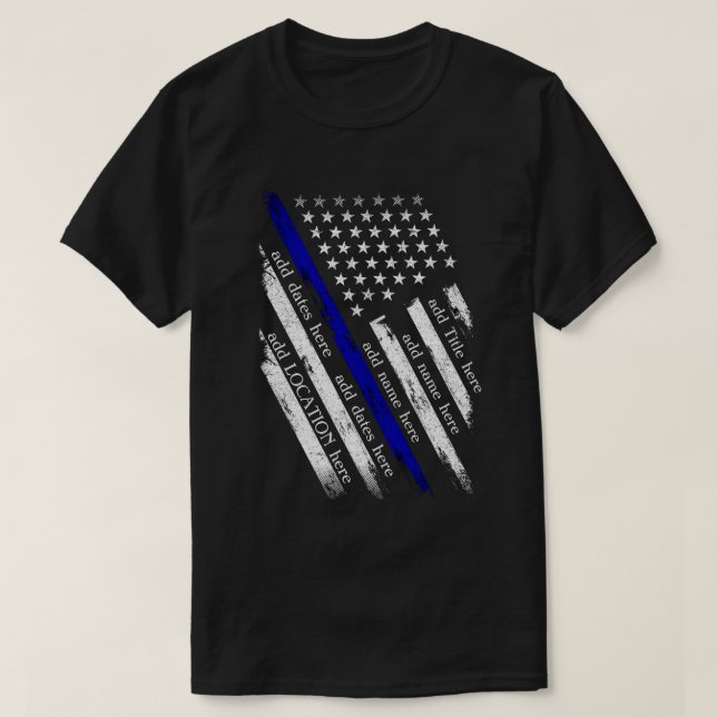 US Thin Blue Line Flag T-Shirt (Design Front)