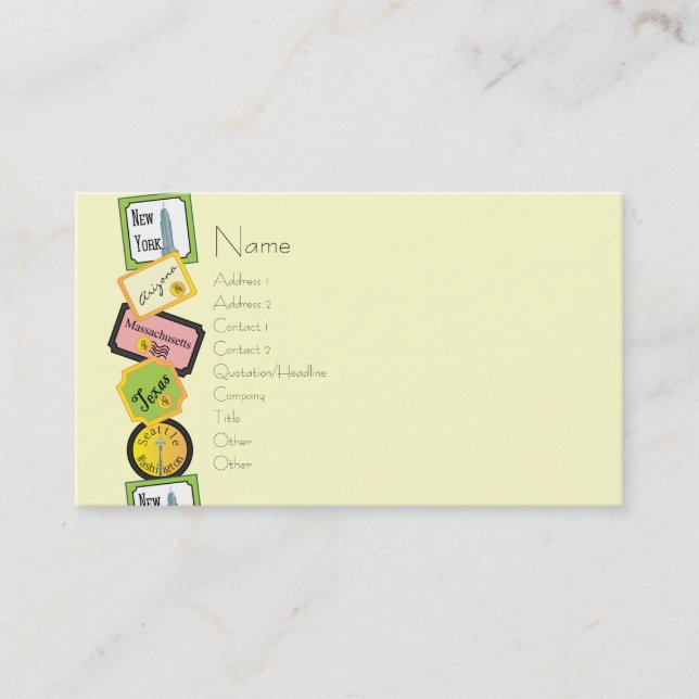 US Travel Design Business Card (Front)