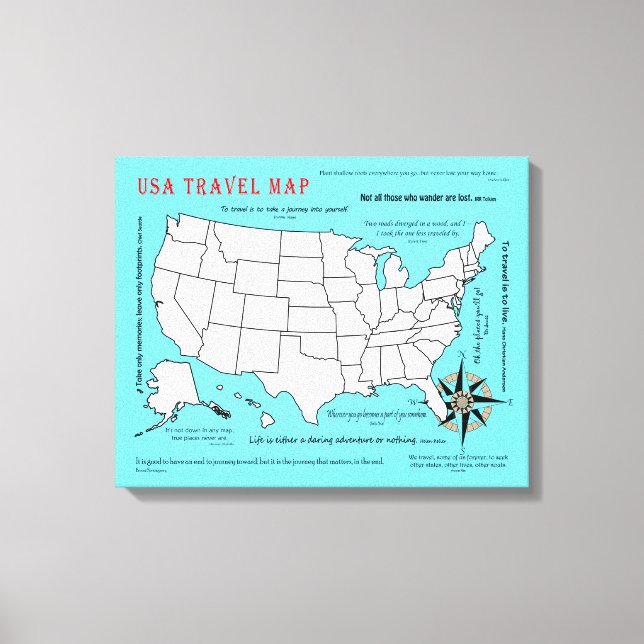 US Travel Map Canvas Print (Front)