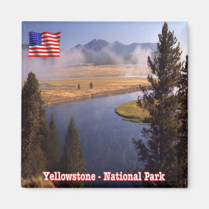 US U.S.A. National Park Yellowstone - Panorama Magnet