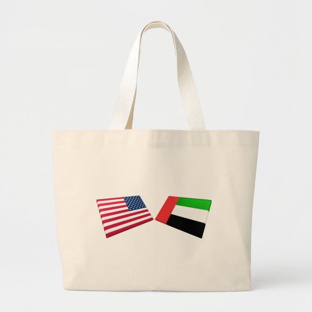 US & United Arab Emirates Flags Large Tote Bag (Front)