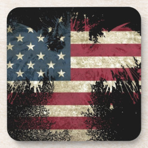 US/USA, SAD flag on black background Coaster