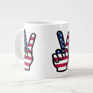 US Victory Sign Large Coffee Mug