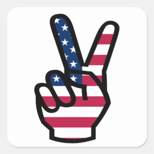 US Victory Sign Square Sticker