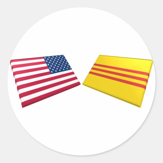 US & Vietnam Flags (South Vietnam) Classic Round Sticker (Front)