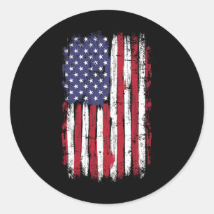 Us Vintage Flag For American Independence Day On 4 Classic Round Sticker