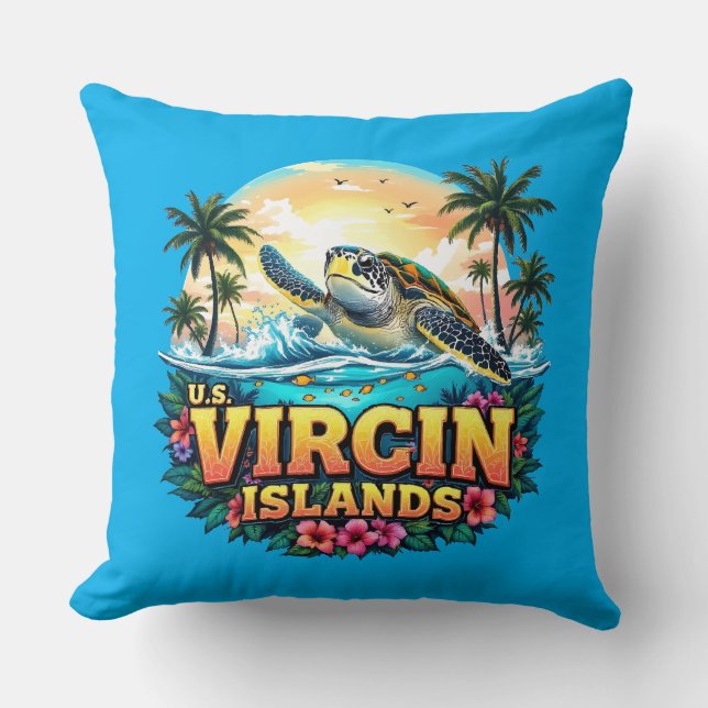 US Virgin Islands Caribbean Throw Pillow (Front)