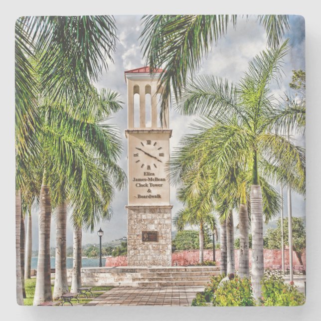 US Virgin Islands Eliza James-Mcbean Clock Tower Stone Coaster (Front)
