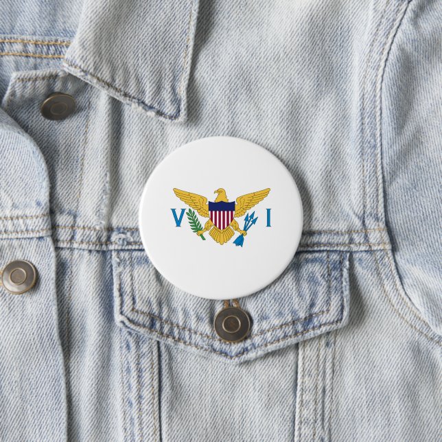 US Virgin Islands flag 3 Inch Round Button (In Situ)