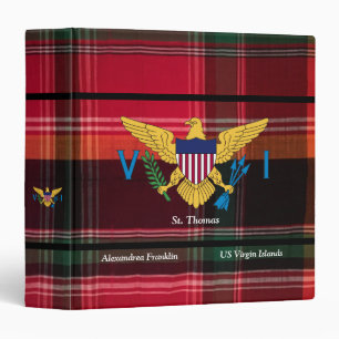 US Virgin Islands Flag Madras St. Thomas USVI  Binder