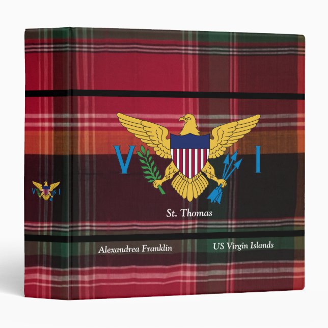 US Virgin Islands Flag Madras St. Thomas USVI  Binder (Front/Spine)