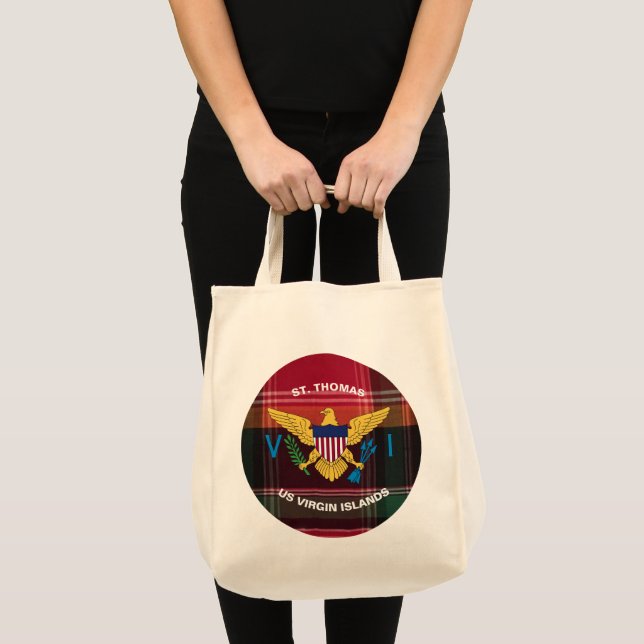 US Virgin Islands Flag Madras St. Thomas USVI Tote Bag (Front (Product))