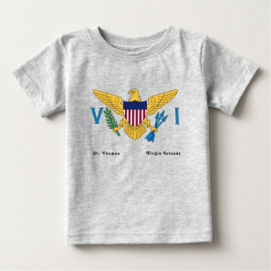 US Virgin Islands Flag Personalize Grey Baby T-Shirt