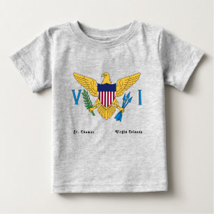 US Virgin Islands Flag Personalize Grey Baby T-Shirt