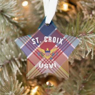 US Virgin Islands Flag St. Croix Madras Christmas Ornament