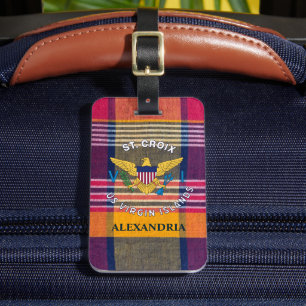 US Virgin Islands Flag St. Croix Madras Custom Luggage Tag