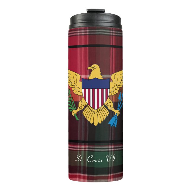 US Virgin Islands Flag St. Croix Madras Custom  Thermal Tumbler (Front)