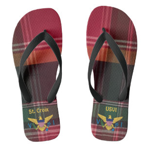 US Virgin Islands Flag St. Croix Madras USVI Flip Flops