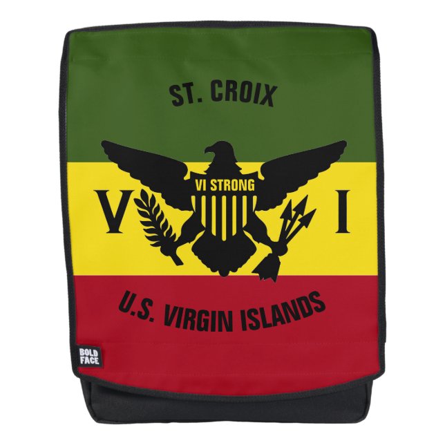 US Virgin Islands Flag, St. Croix Red Yellow Green Backpack (Front)
