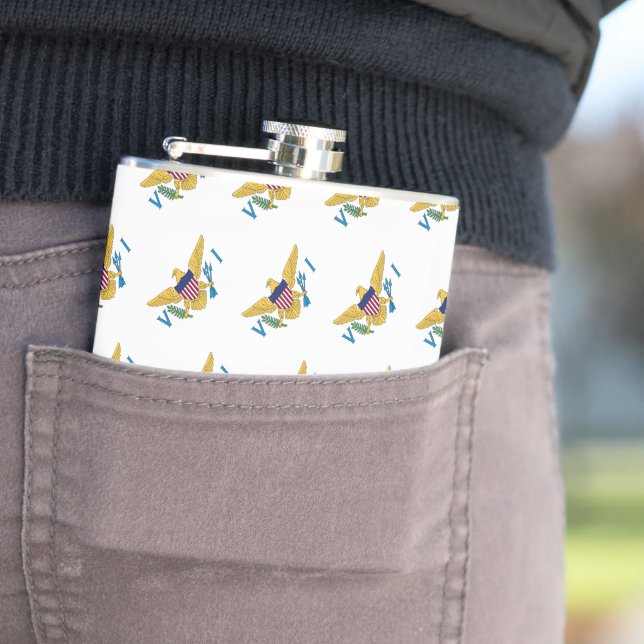 US Virgin Islands Flag St. Croix St. Thomas USVI Hip Flask (In Situ)