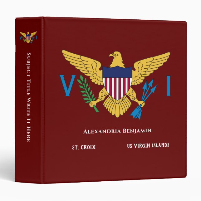 US Virgin Islands Flag St. Croix USVI Caribbean Binder (Front/Spine)
