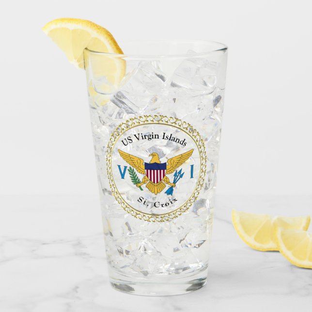US Virgin Islands Flag St. Croix USVI Caribbean Glass (Front Ice)