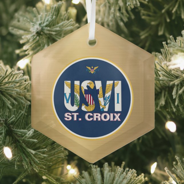 US Virgin Islands Flag St. Croix USVI Caribbean Glass Ornament (Insitu)