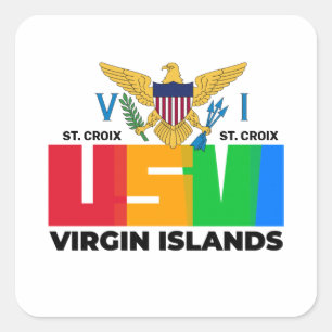 US Virgin Islands Flag St. Croix USVI Caribbean Square Sticker