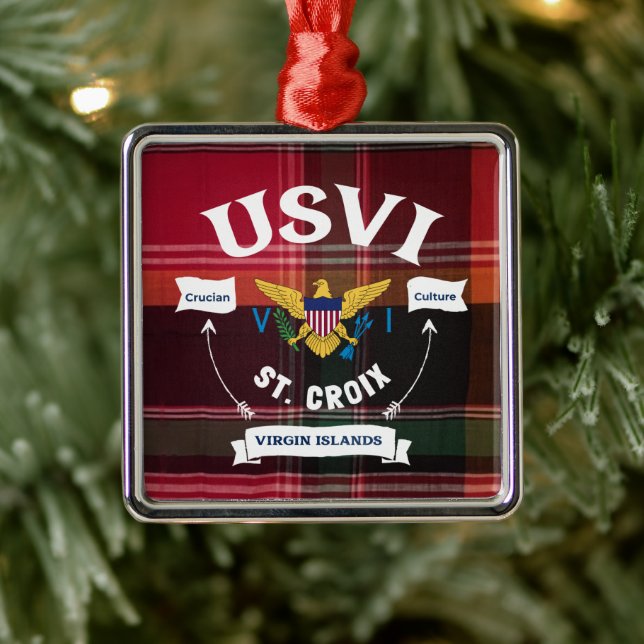 US Virgin Islands Flag St. Croix USVI Christmas  Metal Ornament (Tree)