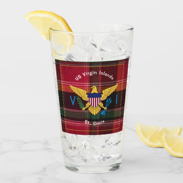 US Virgin Islands Flag St. Croix USVI Madras Glass (Front Ice)