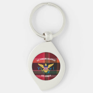 US Virgin Islands Flag St. Croix USVI Madras Keychain