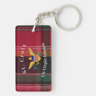 US Virgin Islands Flag St. Croix USVI Madras Keychain