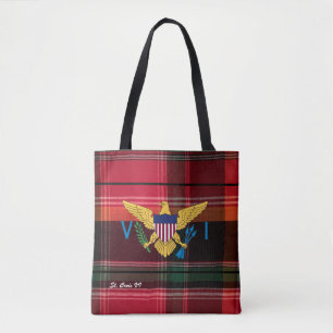 US Virgin Islands Flag St. Croix USVI Madras  Tote Bag