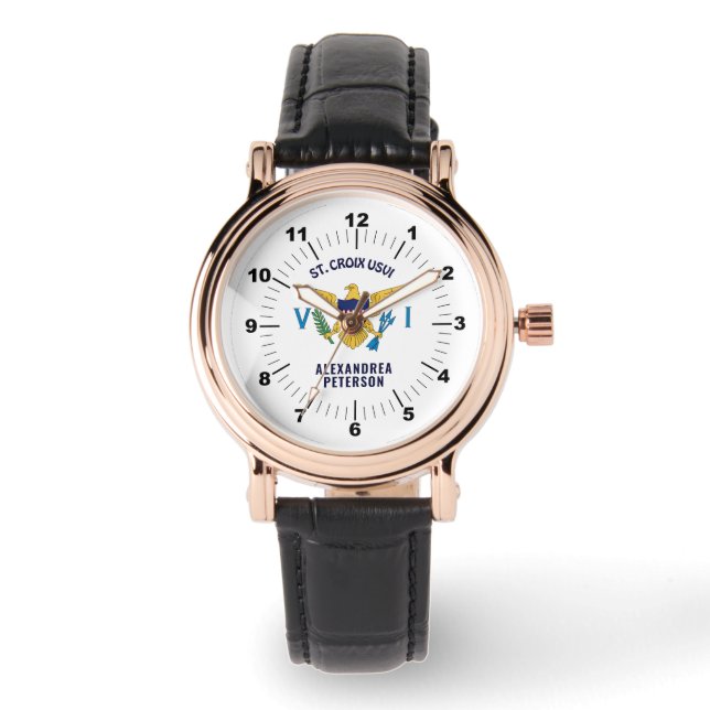 US Virgin Islands Flag St. Croix USVI Personalize Watch (Front)