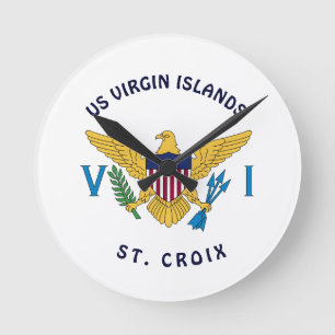 US Virgin Islands Flag St. Croix USVI Round Clock