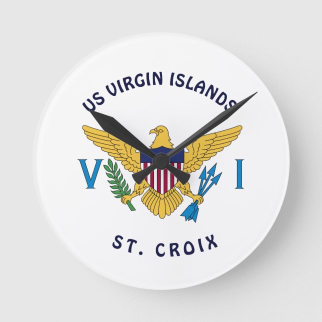US Virgin Islands Flag St. Croix USVI Round Clock (Front)