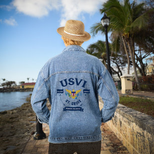 US Virgin Islands Flag St. Croix USVI Tropical Denim Jacket