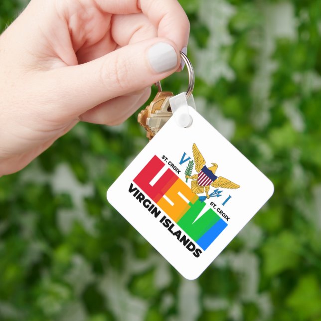 US Virgin Islands Flag St. Croix USVI Tropical  Keychain (Hand)