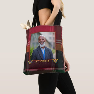 US Virgin Islands Flag St. Croix VI Photo Madras  Tote Bag