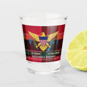 US Virgin Islands Flag St. Thomas Madras Custom  Shot Glass